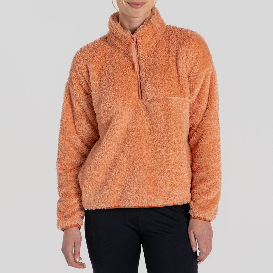 Orange Sherpa Half Zip Fleece