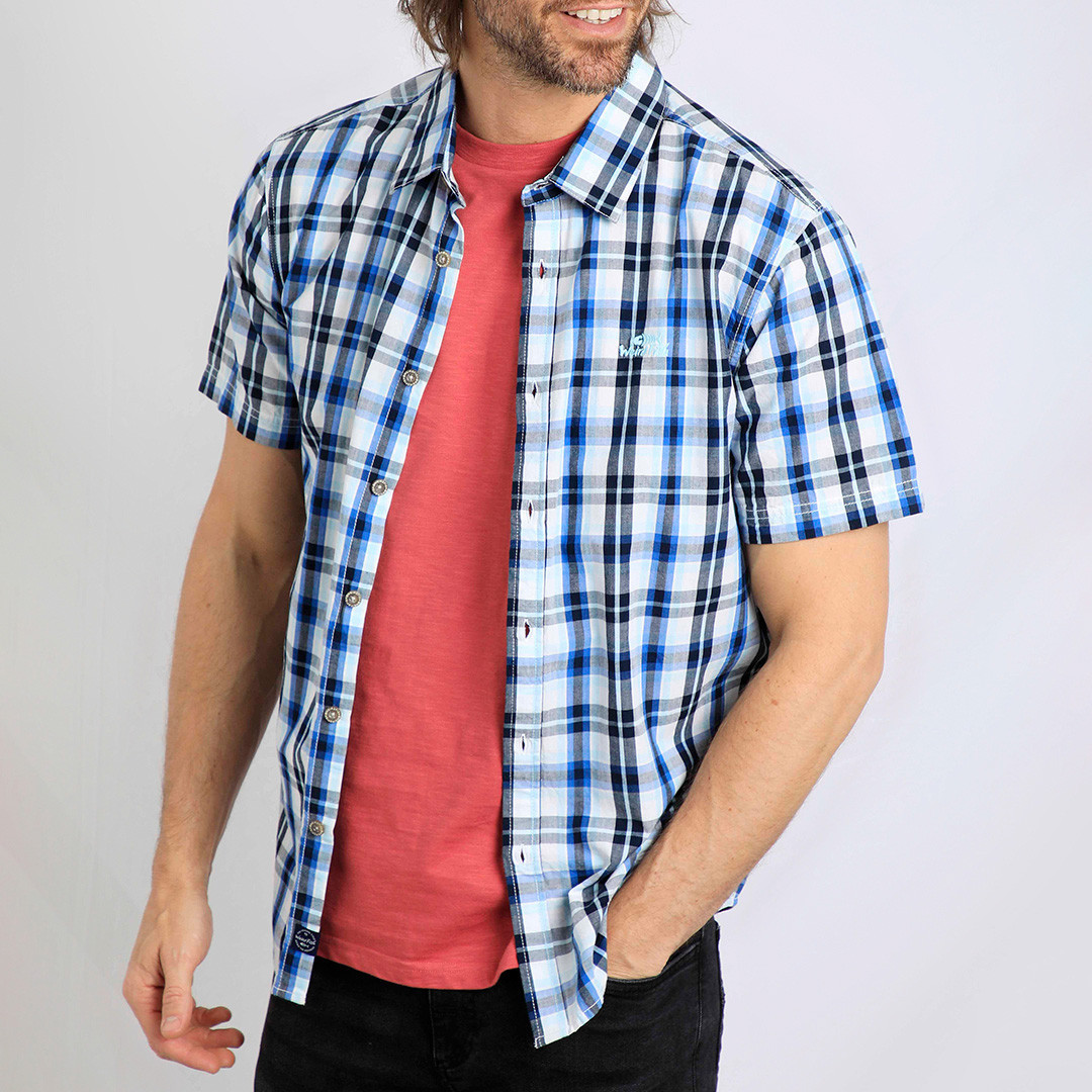 Blue Judd Cotton Check Shirt