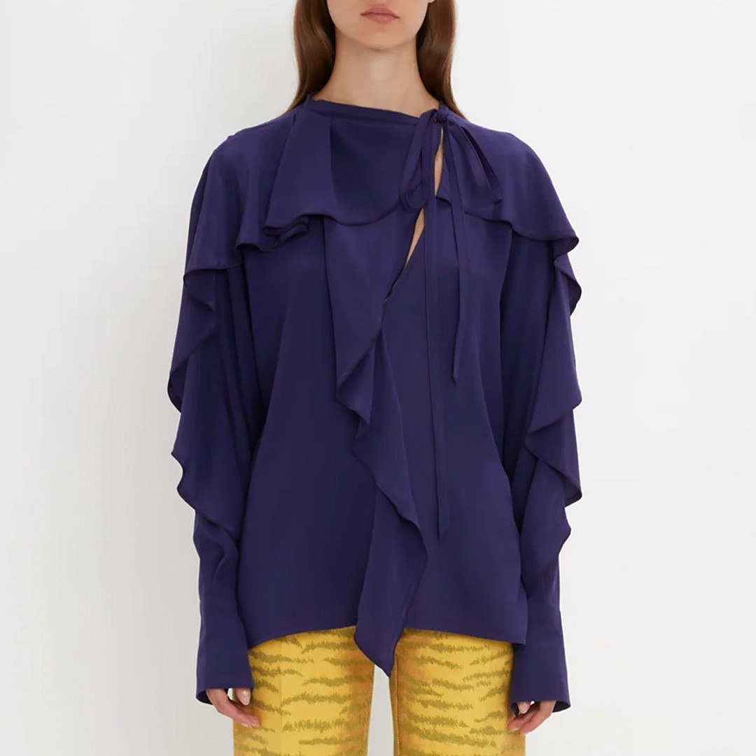 Violet Silk Romantic Blouse