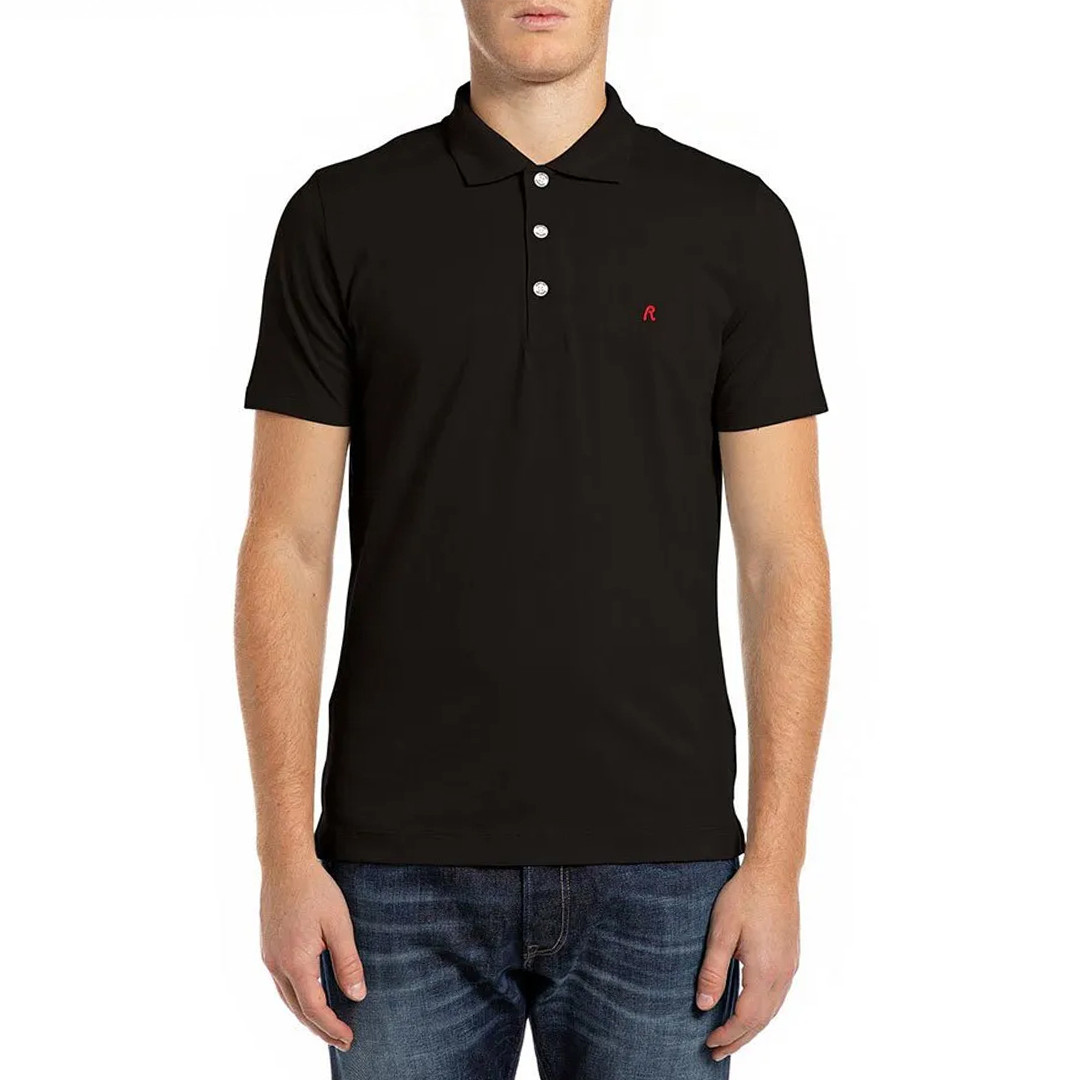 Black Embroidered Logo Polo Shirt