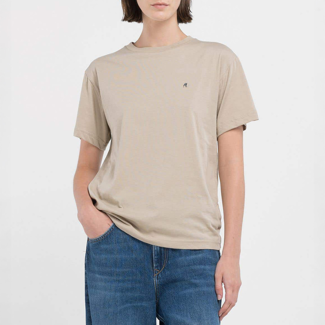 Taupe Embroidered Logo Jersey T-Shirt