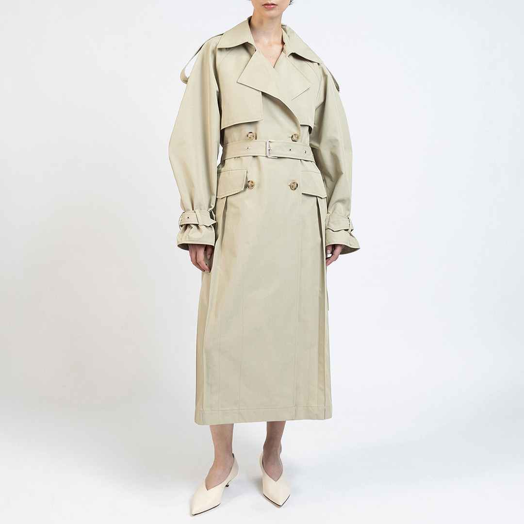Beige Gabardine Trench Coat