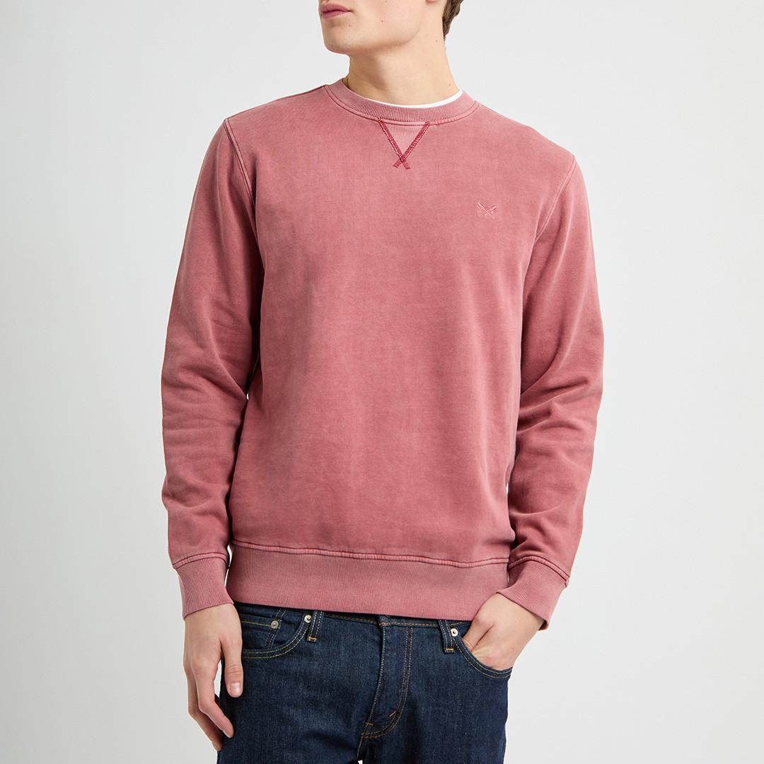 Red Garment Dyed Crew Neck Sweatshirt