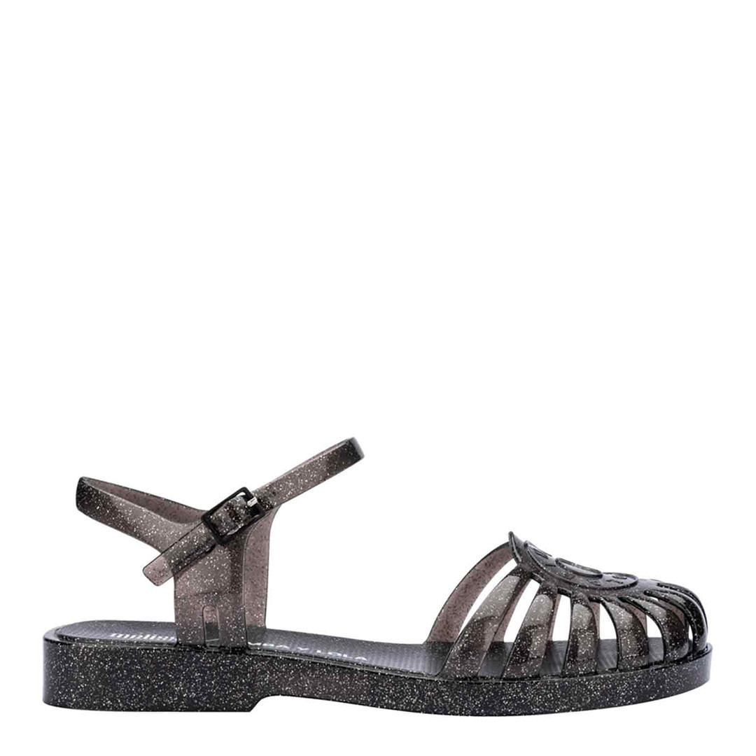 Black Glitter Bimba Y Lola Flat Sandals