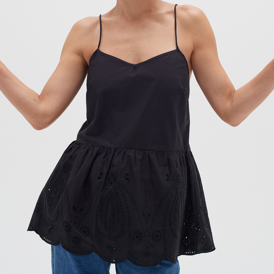 Black Sweetheart Frill Top