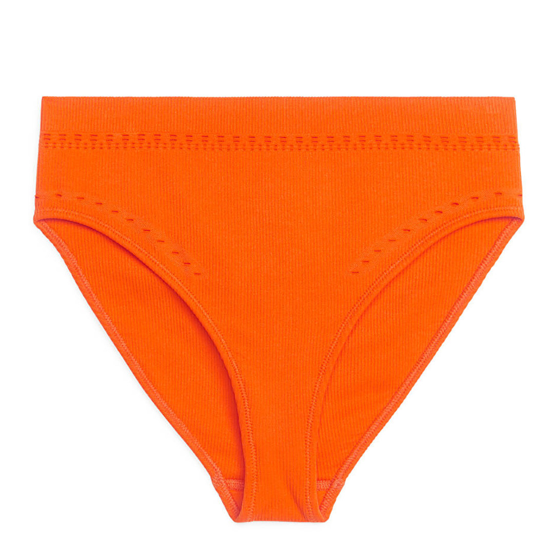 Orange High Rise Bikini Bottom