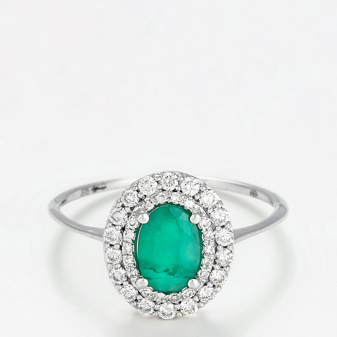 Silver/Green Emerald Ring