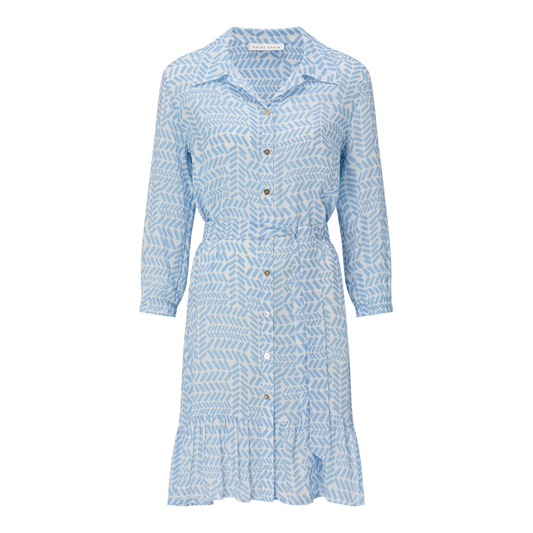 Blue & Multi Zanzibar Ruffle Shirt-Dress