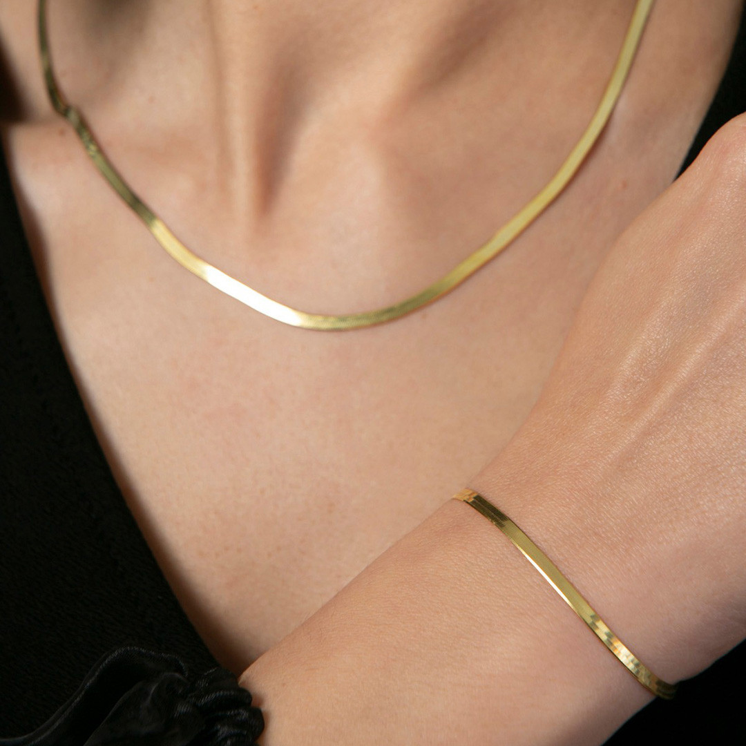 Gold Necklace & Bracelet Set