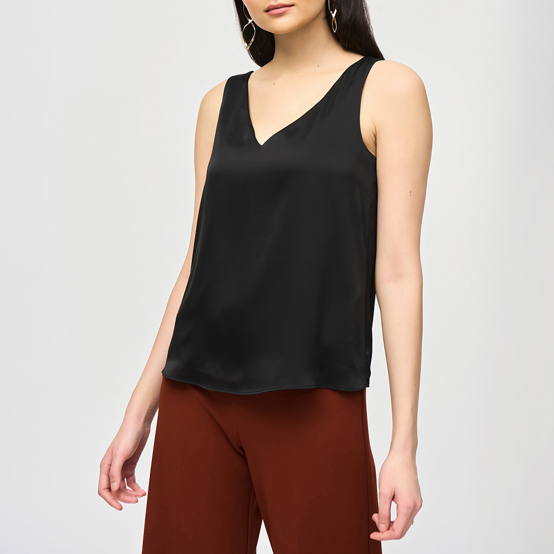 Black V-Neck Sleeveless Blouse