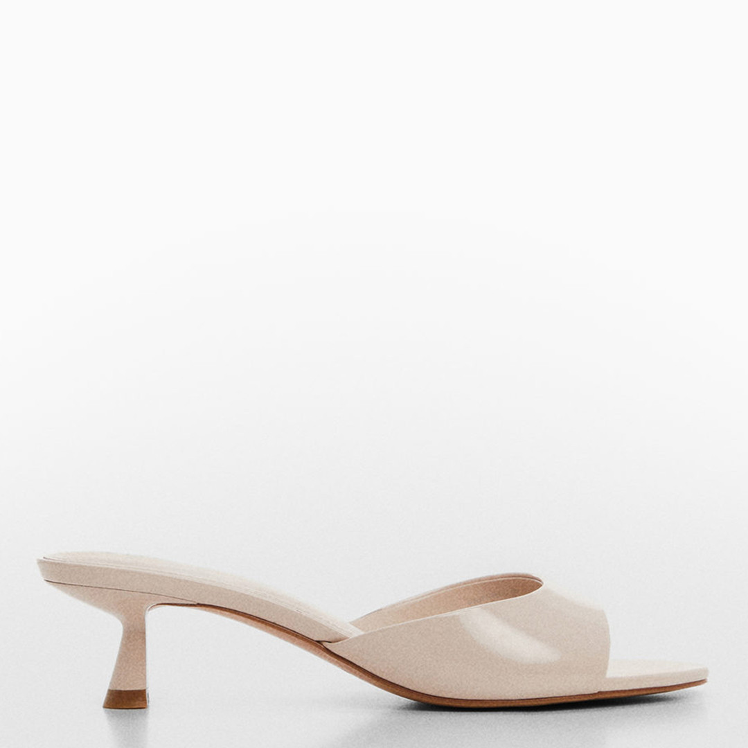 Nude Patent Low Heeled Mules