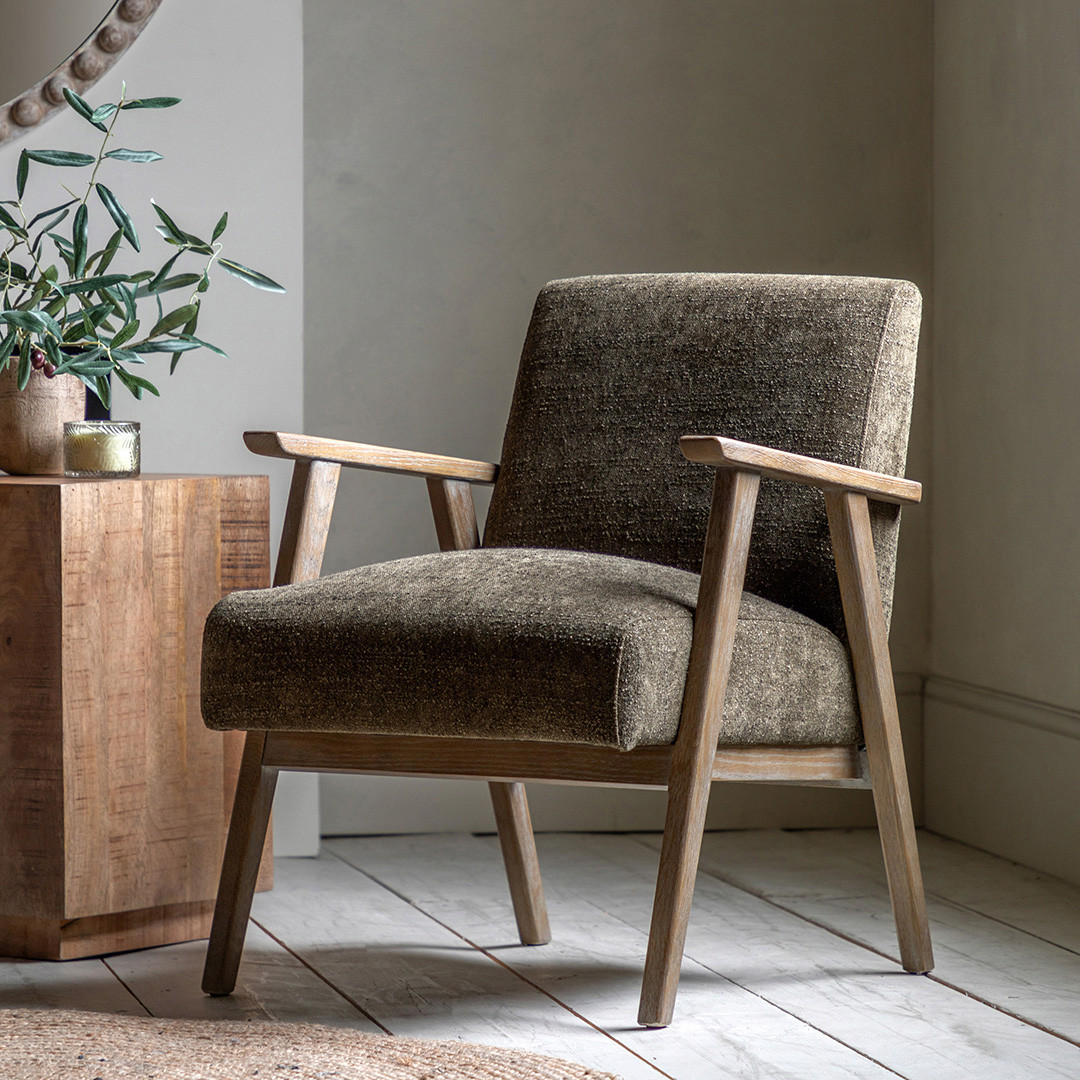 Fowey Armchair Green Fabric