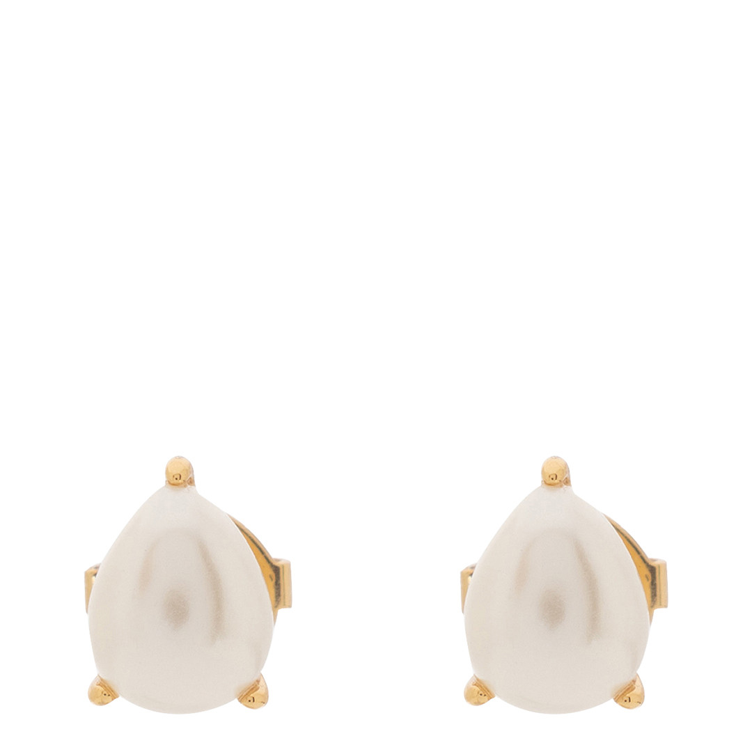 Cream and Gold Pearl Stud Earrings