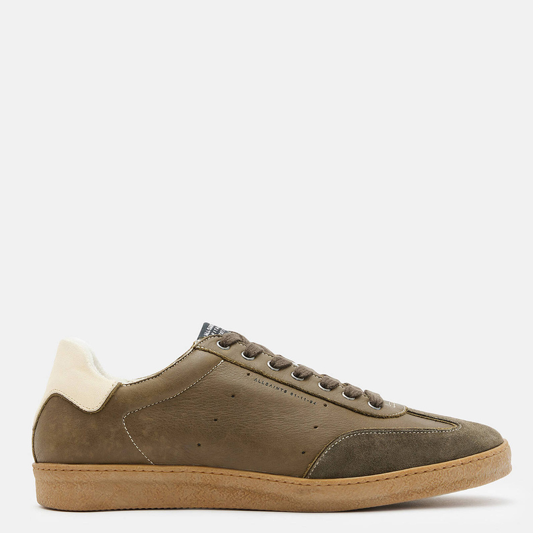 Khaki Leo Leather Low Top Trainers