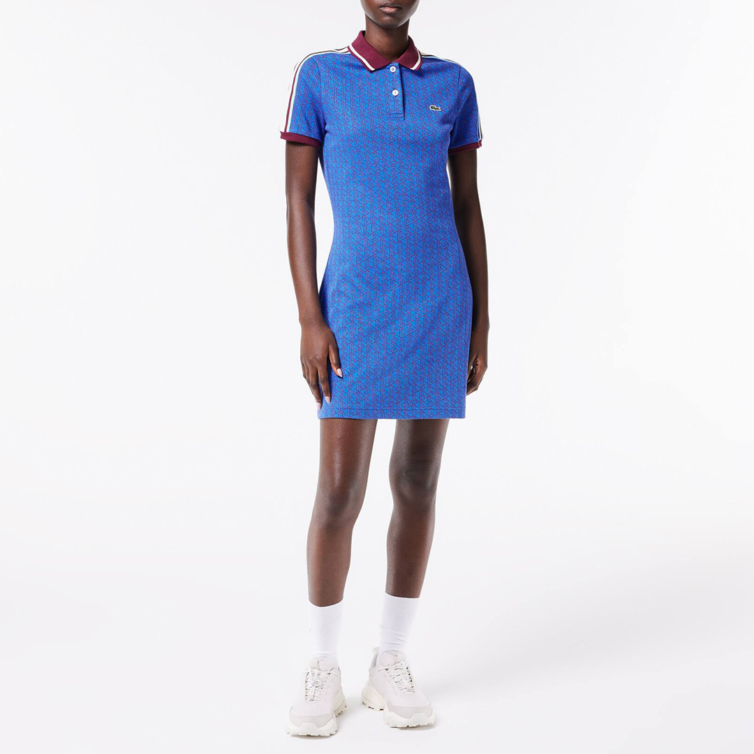 Blue Printed Polo Dress