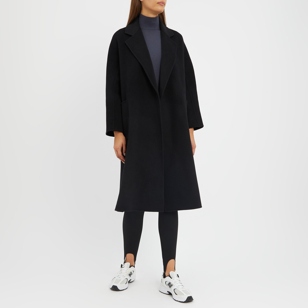 Black Cashmere Blend Wrap Coat