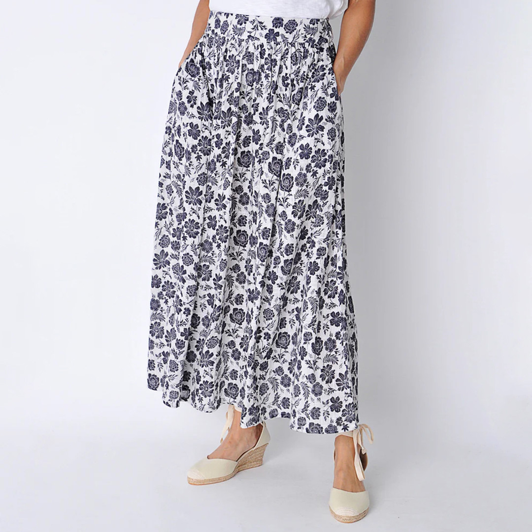 Black/White Crowan Cotton Skirt