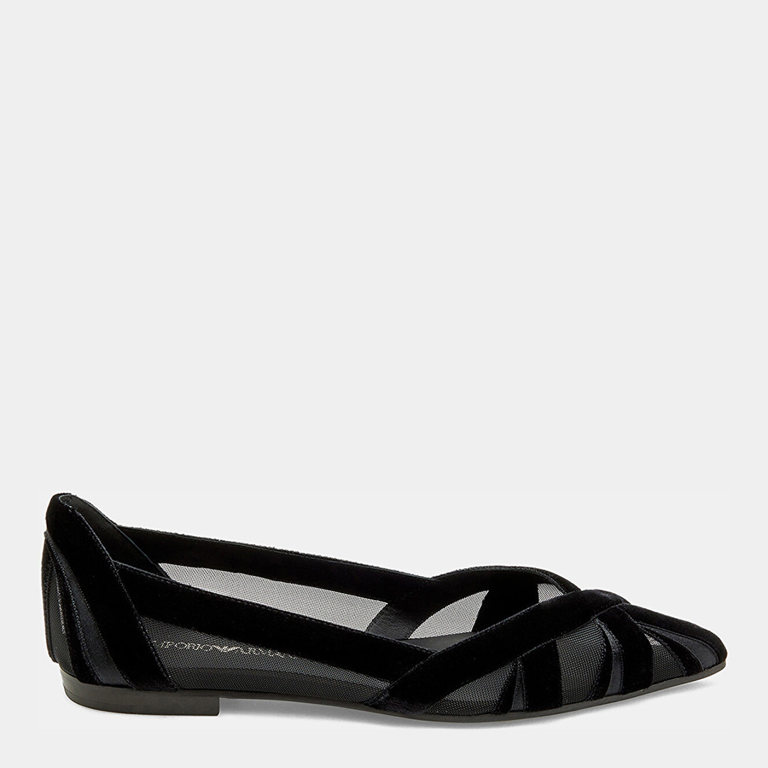 Black Pointed Mesh Flats