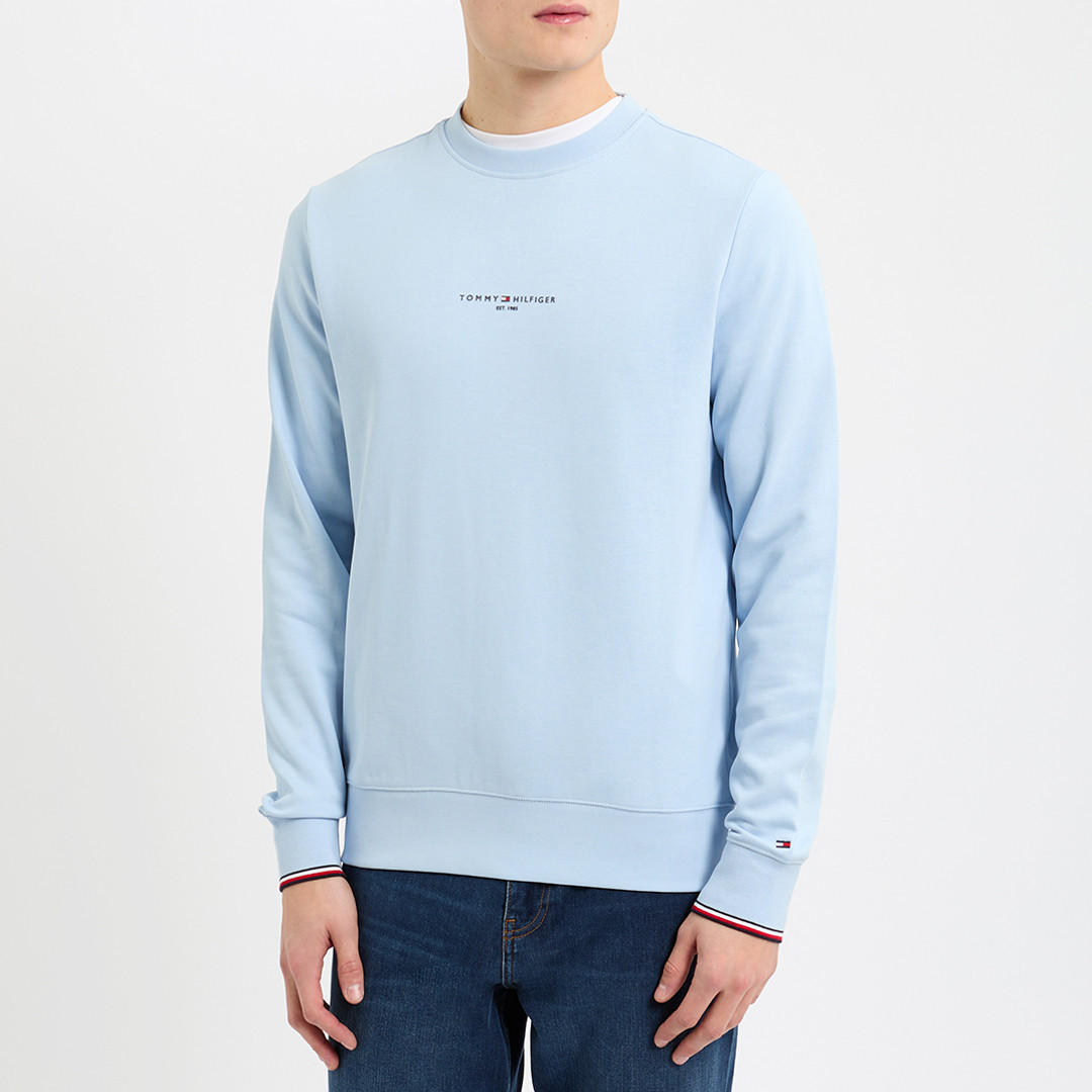 Light Blue Tommy Logo Tipped Sweatshirt