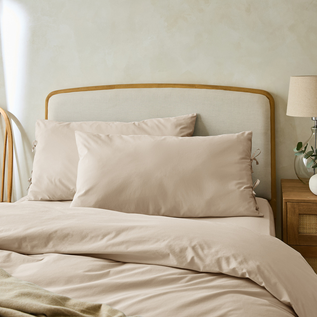 Essential Tied Large Housewife Pillowcases Stone