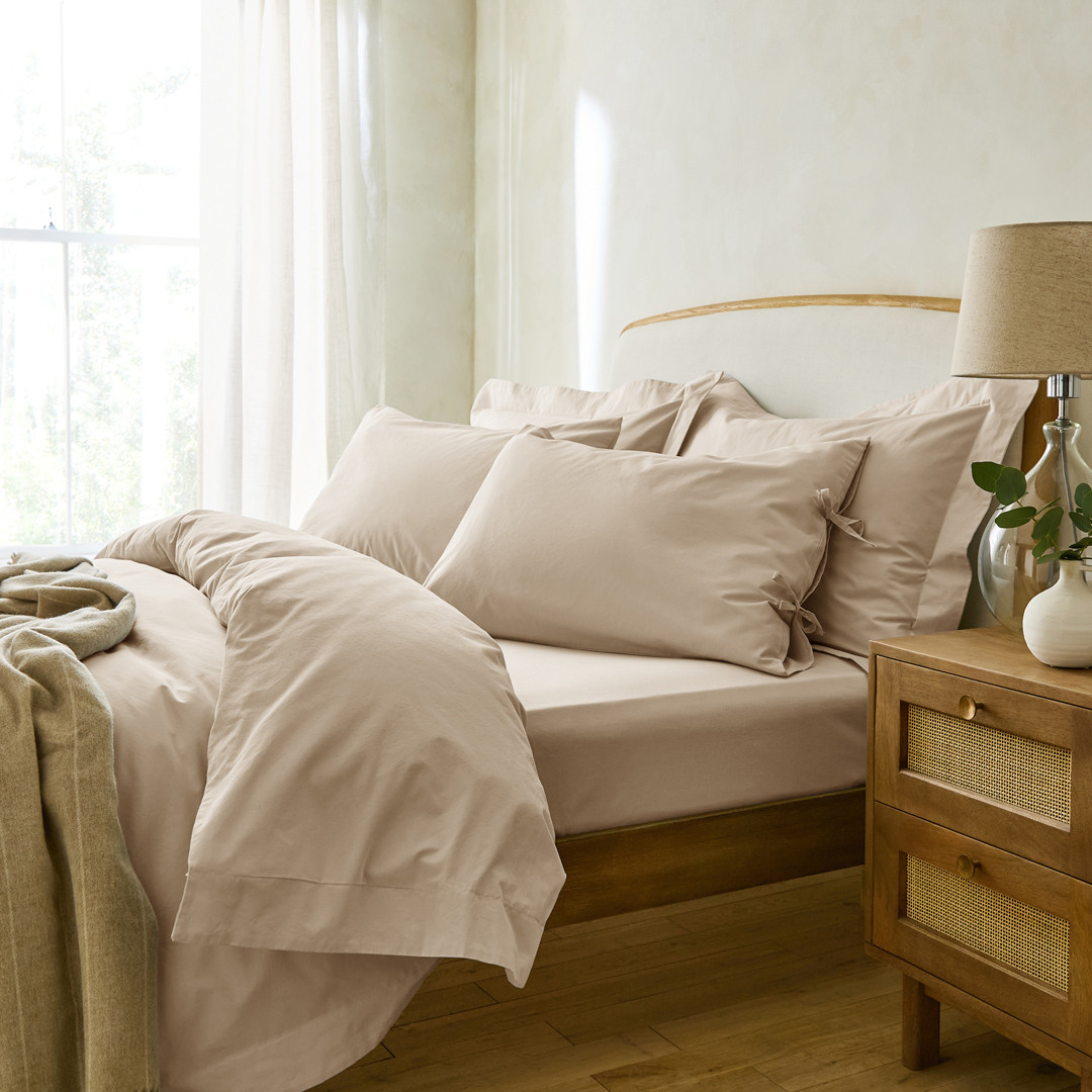 Essential Tied Super King Fitted Sheet 1000TC Stone