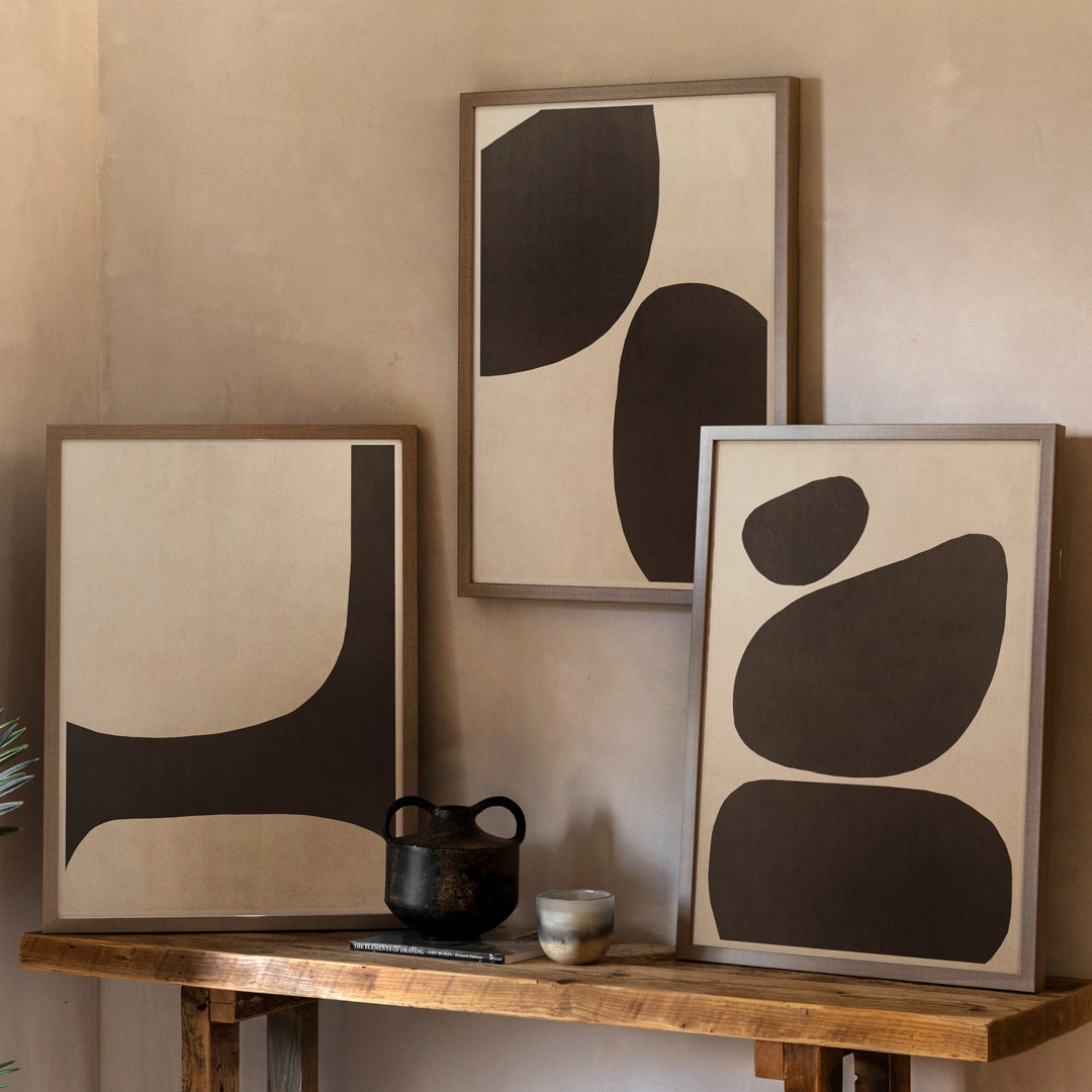 Pebble Collection Framed Canvas Set of 3 500x700mm