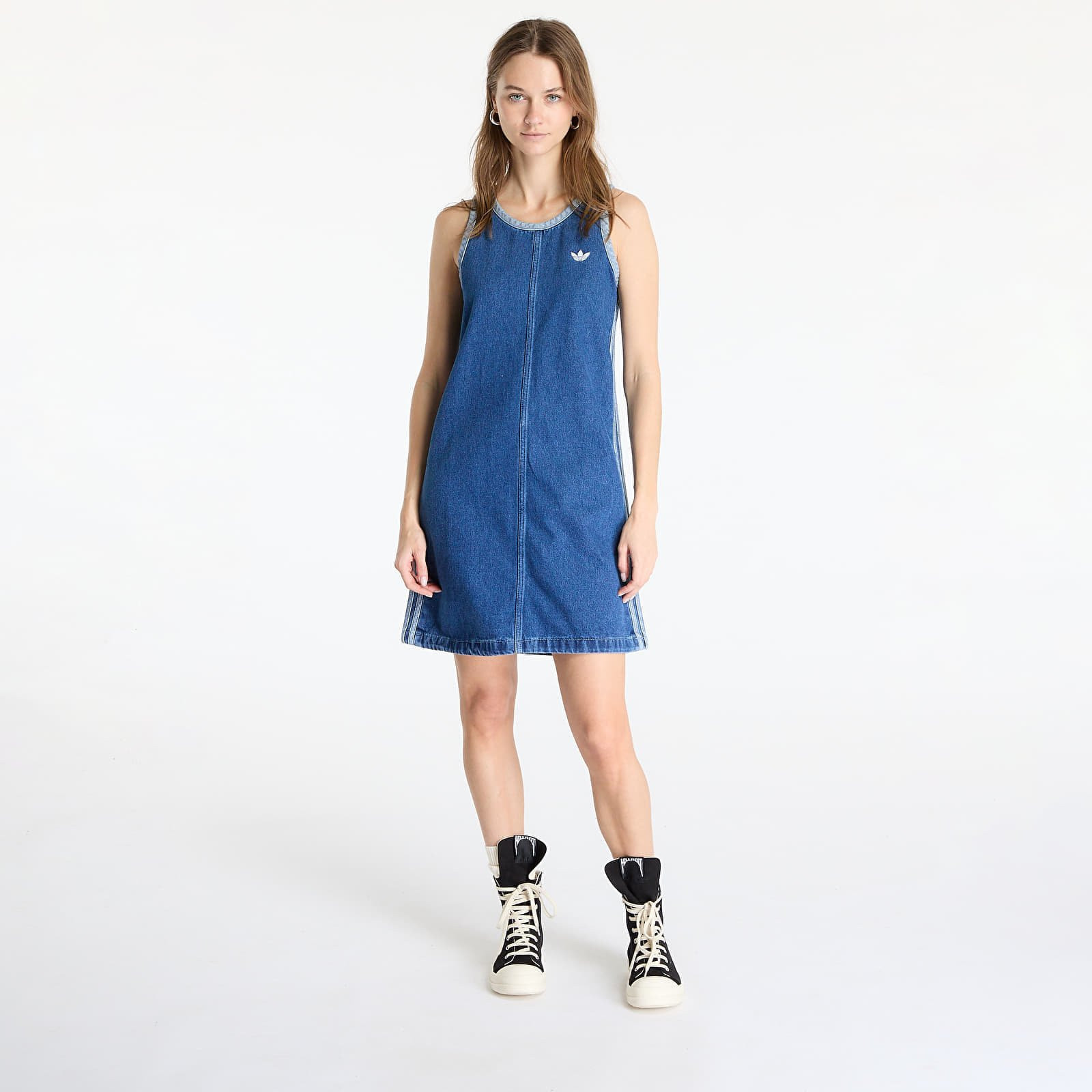 adidas Adicolor Denim 3 Stripes Tank Dress Blue/ Indigo Denim XS