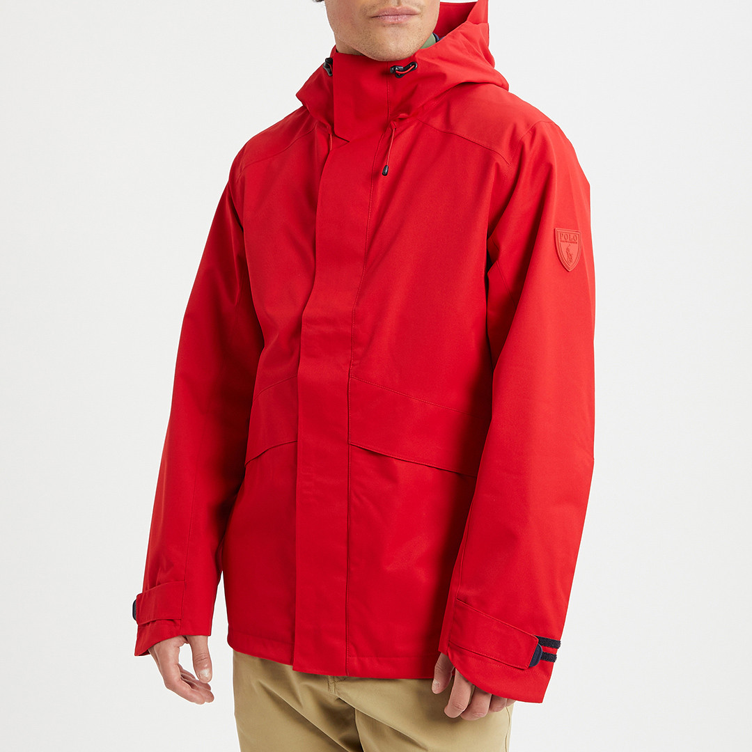 Red Water-Repellent Hooded Jacket