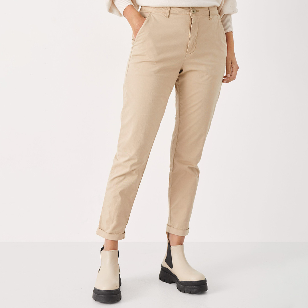Beige Kirta Stetch Cotton Blend Trousers