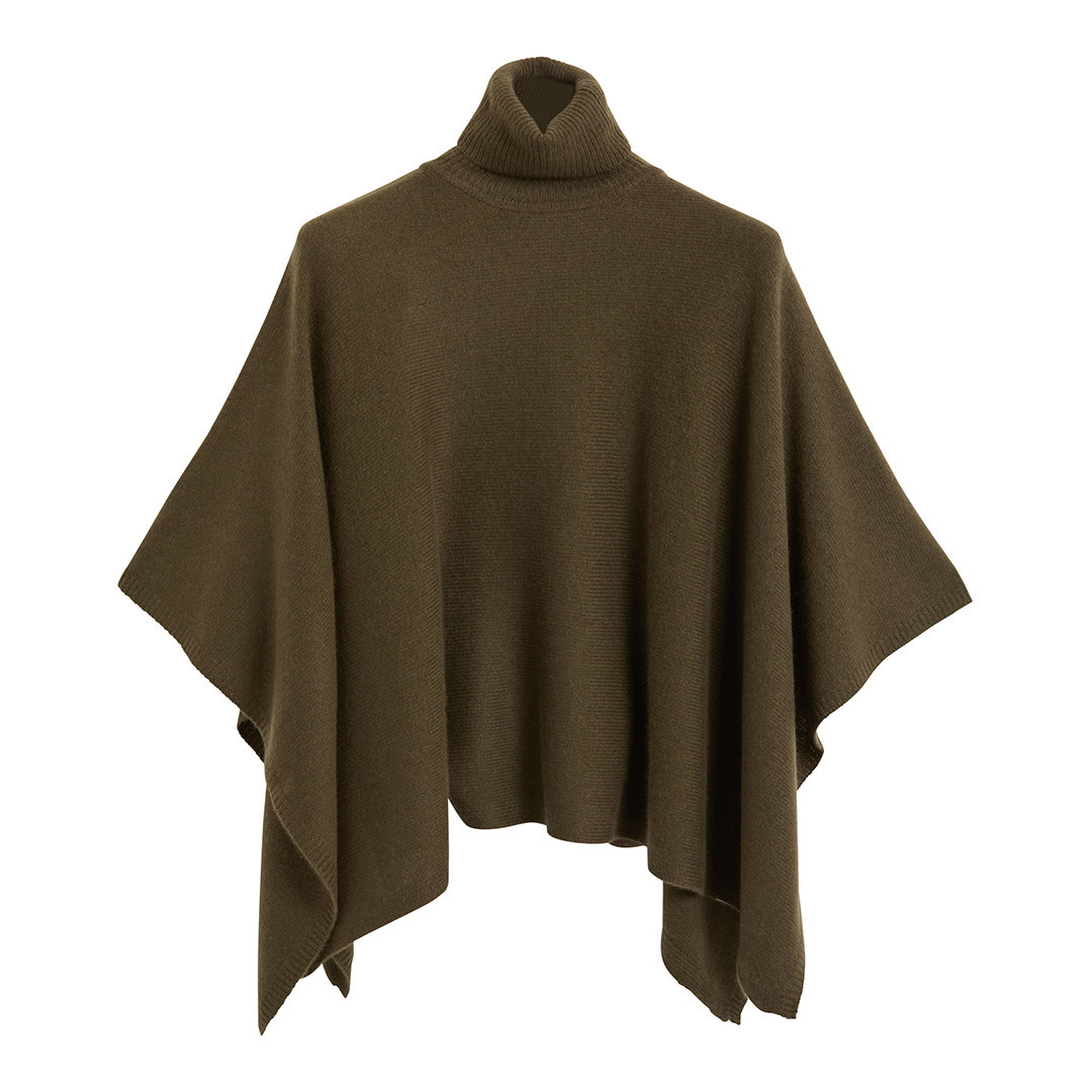 Khaki Cashmere Poncho