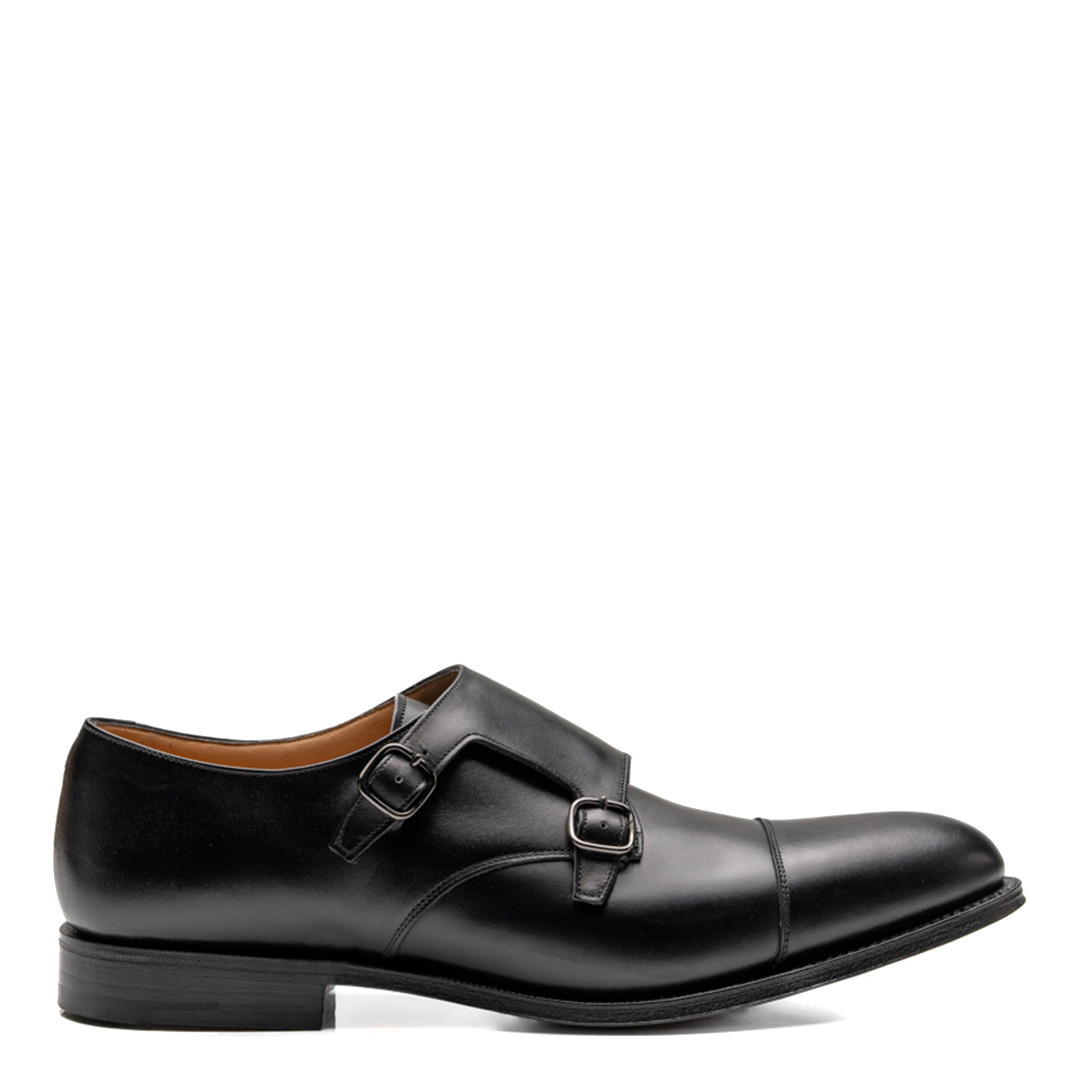 Black Leather Detroit Monkstrap Shoe