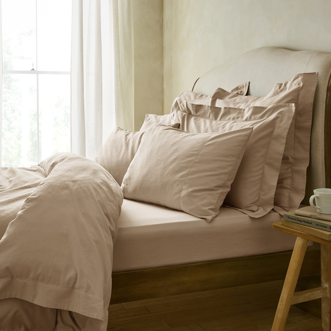 Premium Linen Super King Fitted Sheet Stone