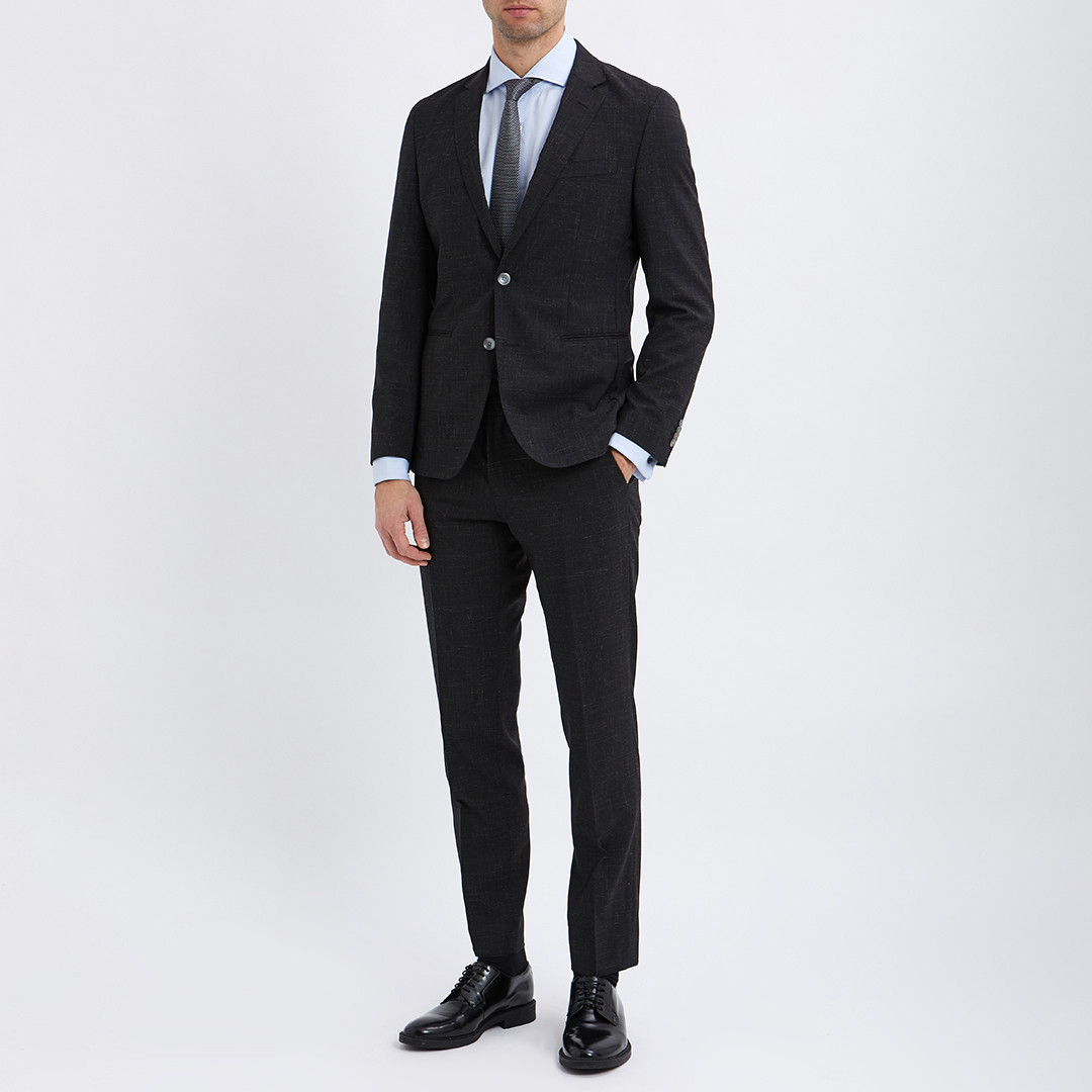 Black Huge 2 Piece Wool Blend Suit
