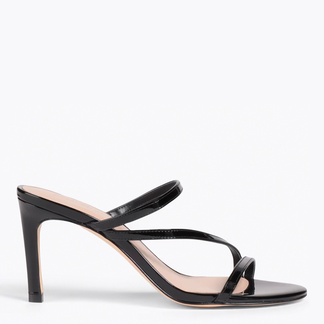 Black Leather Dancer 80 Slip On Heeled Sandal