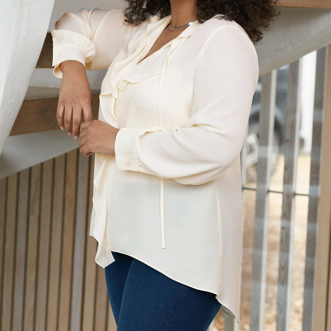 Ivory Ruffle Front Blouse