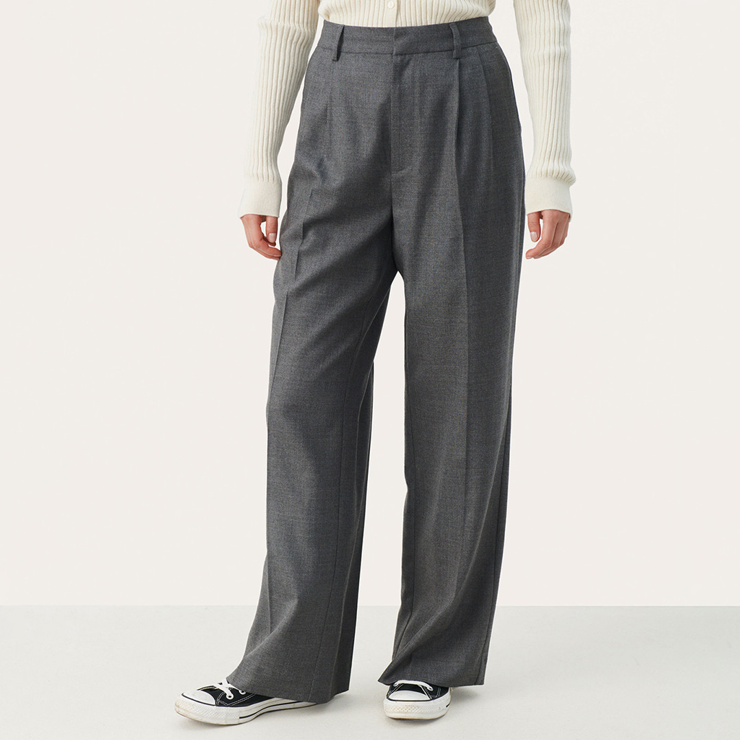 Grey Wool Blend Cherry Classic Trouser