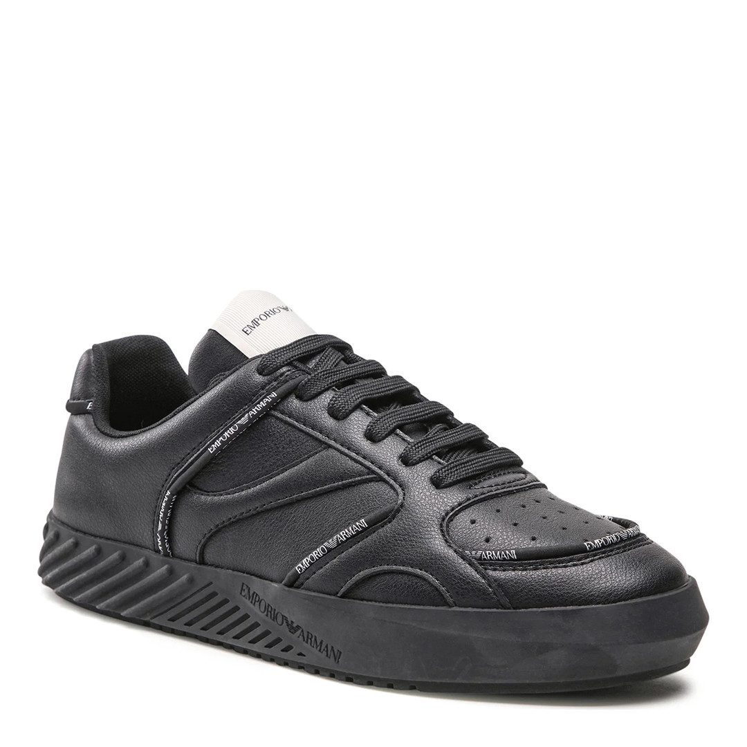 Black Leather Lace Trainers