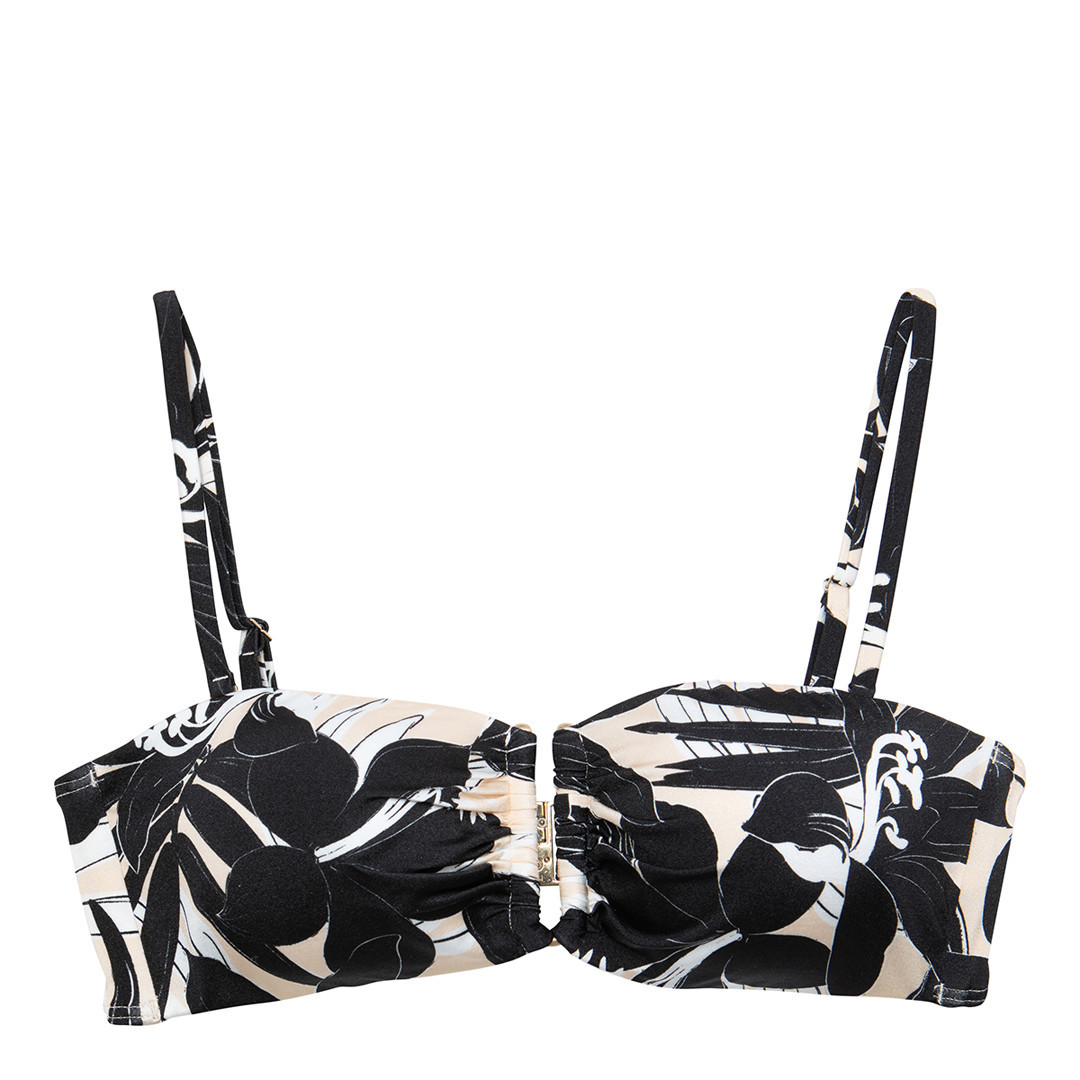 Black Floreale Bandeau Bikini Top