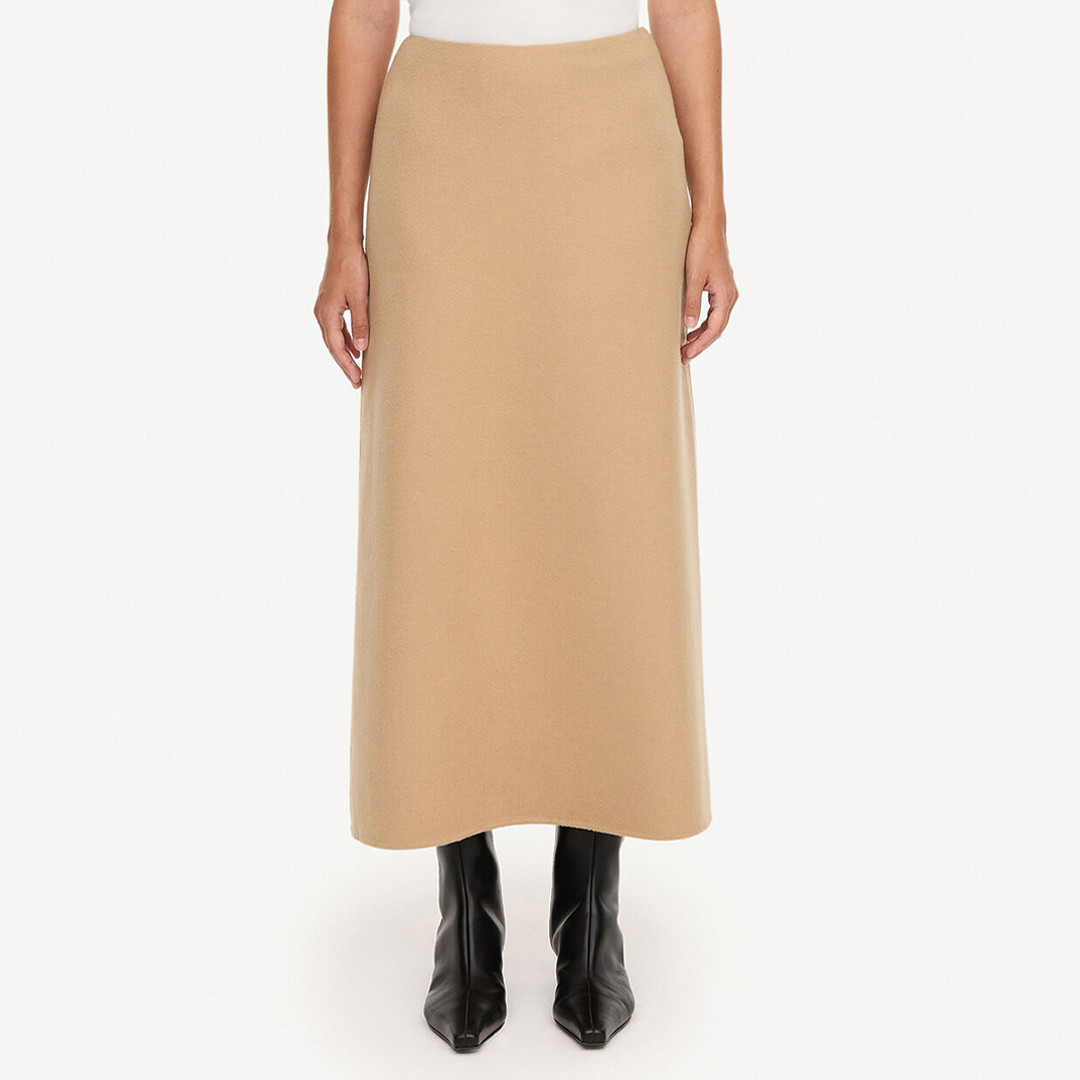 Camel Palomie Wool Midaxi Skirt