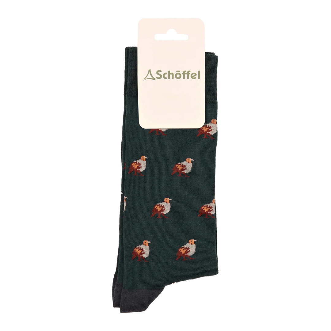 Teal Printed Men′s Cotton Socks
