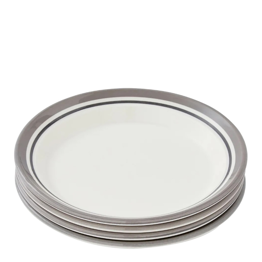 Set of 4 Potters Stripe Grey Dinner Plates 20.5cm