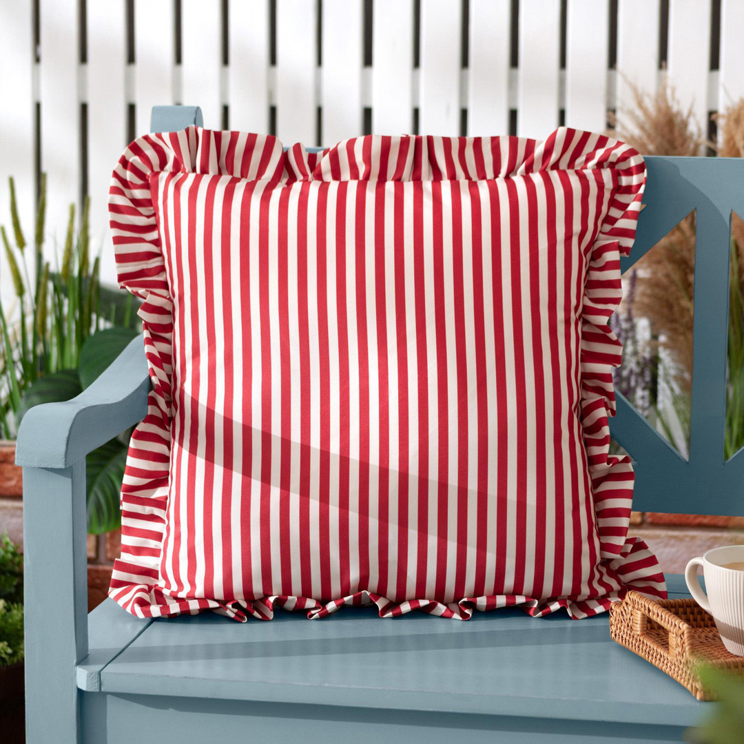 Millie Ruffle 50x50 Outdoor Cushion Red
