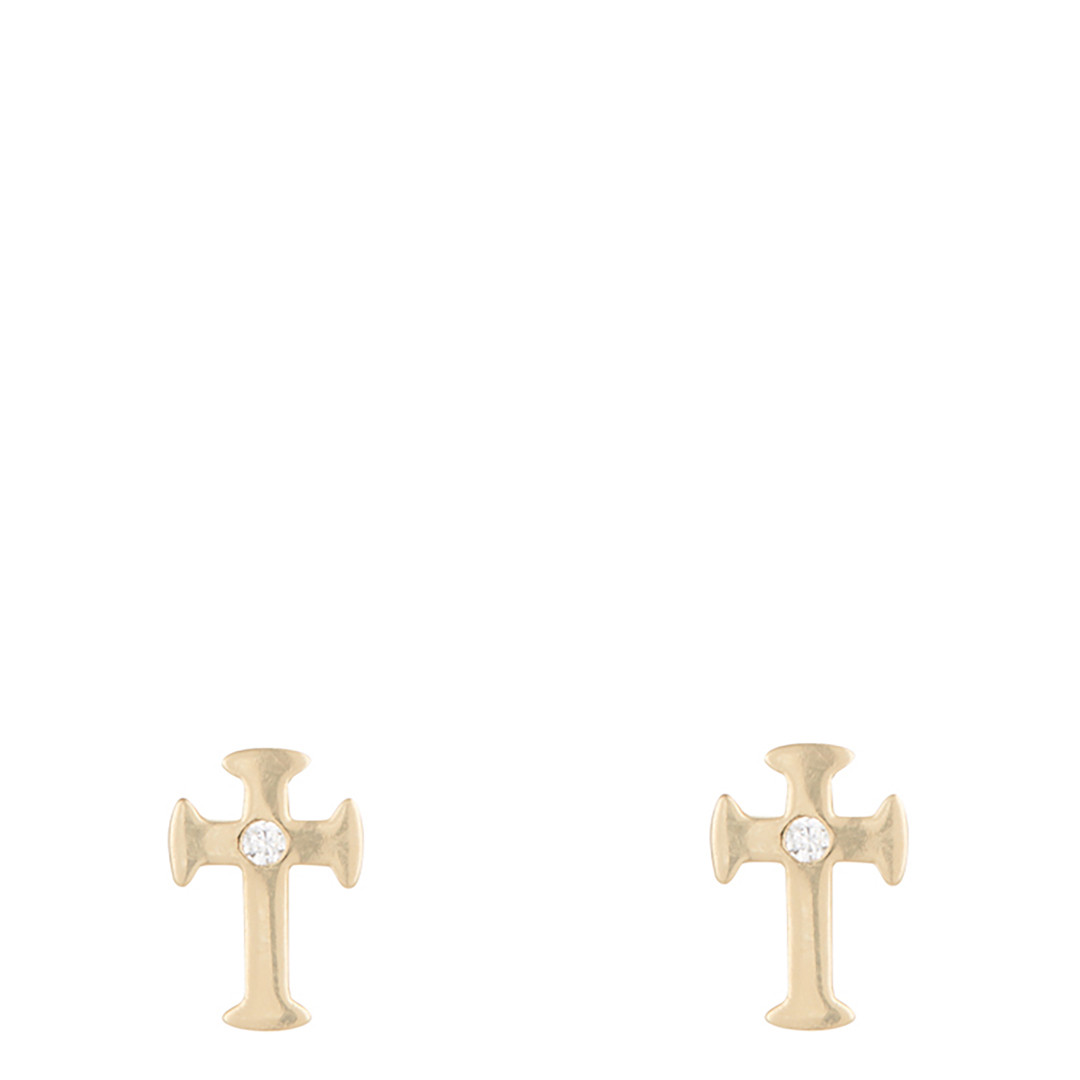 Yellow Gold Cross Earrings
