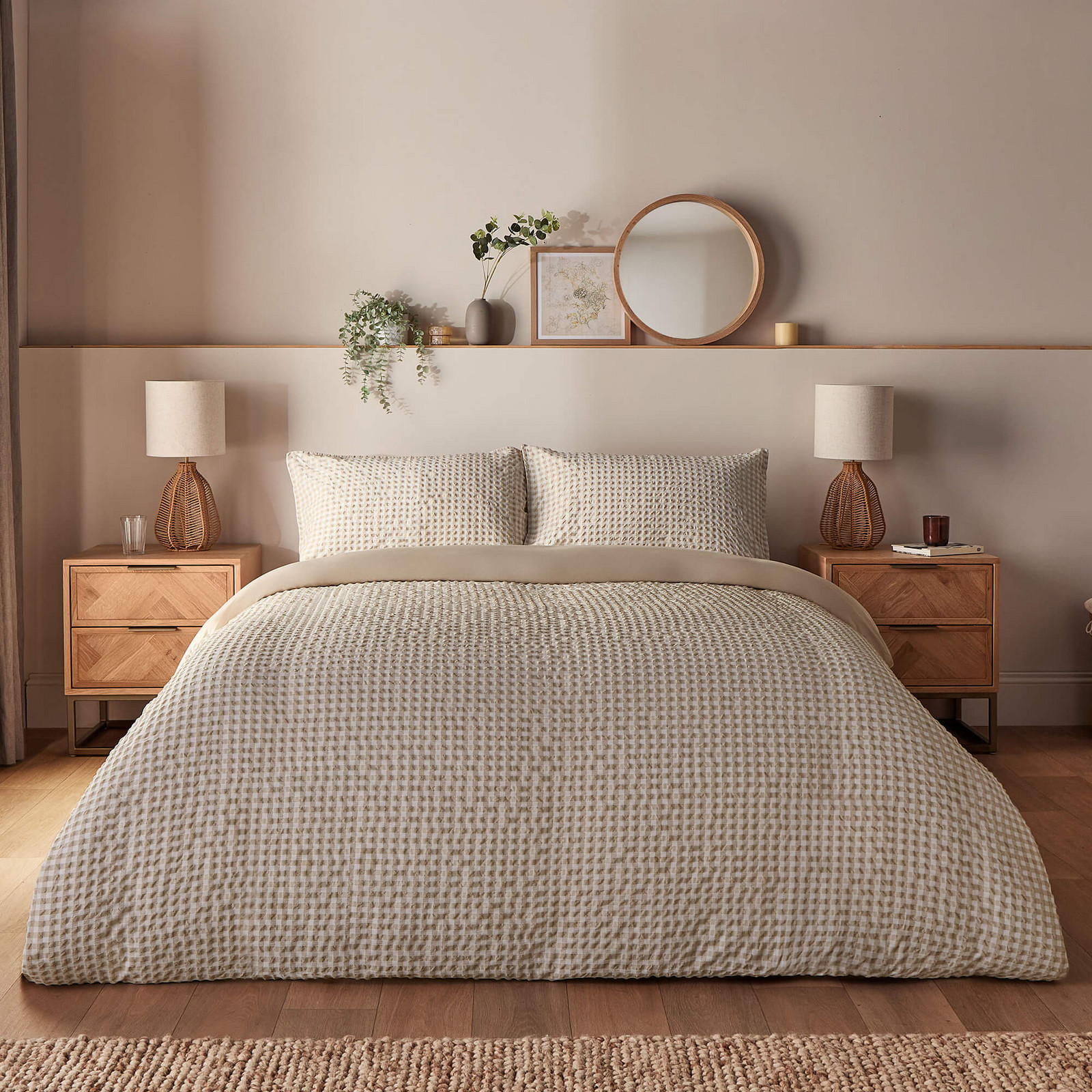 Silentnight Supersoft Duvet Set - Natural Gingham - King