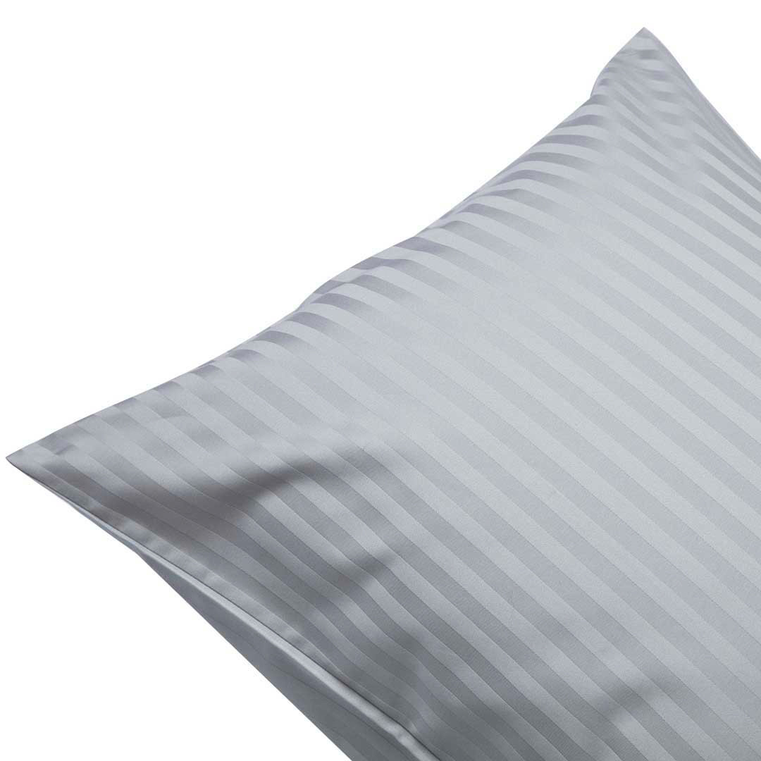540Tc Satin Stripe Pair Of Housewife Pillowcases Platinum