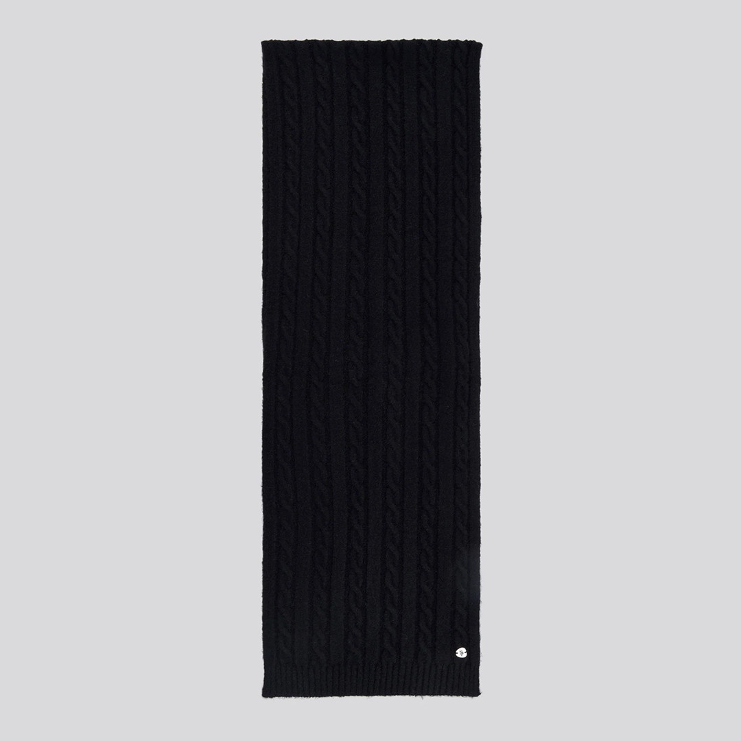 Black Signature Cable Knit Scarf