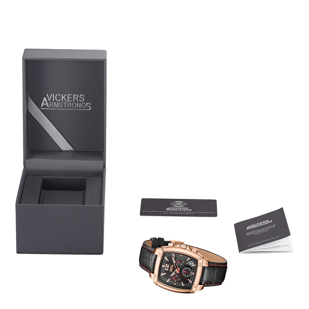 Black Vickers Armstrong Limited Edition Hand Assembled Barrel Roll Watch 45Mm