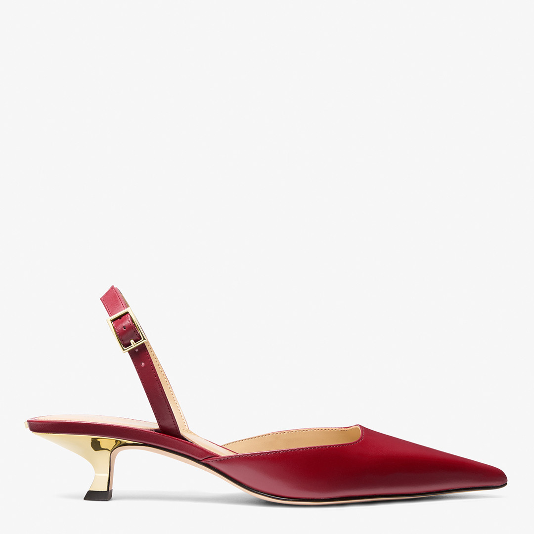 Deep Red Luna Slingback Kitten Heeled Pump