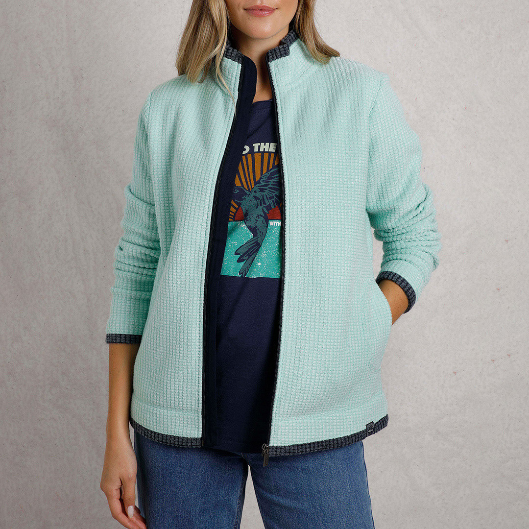 Sky Blue Eco Full Zip Grid Fleece