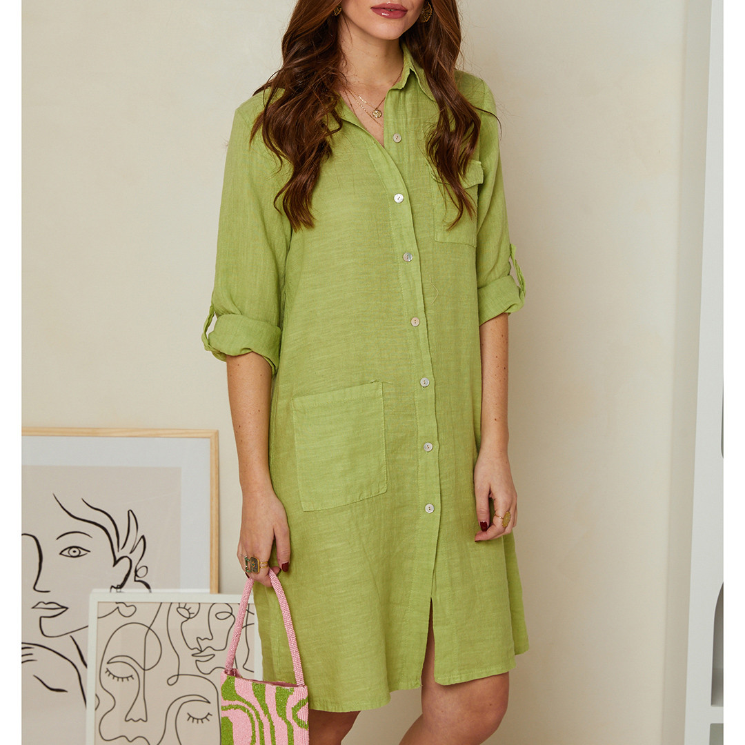 Green Linen Dress